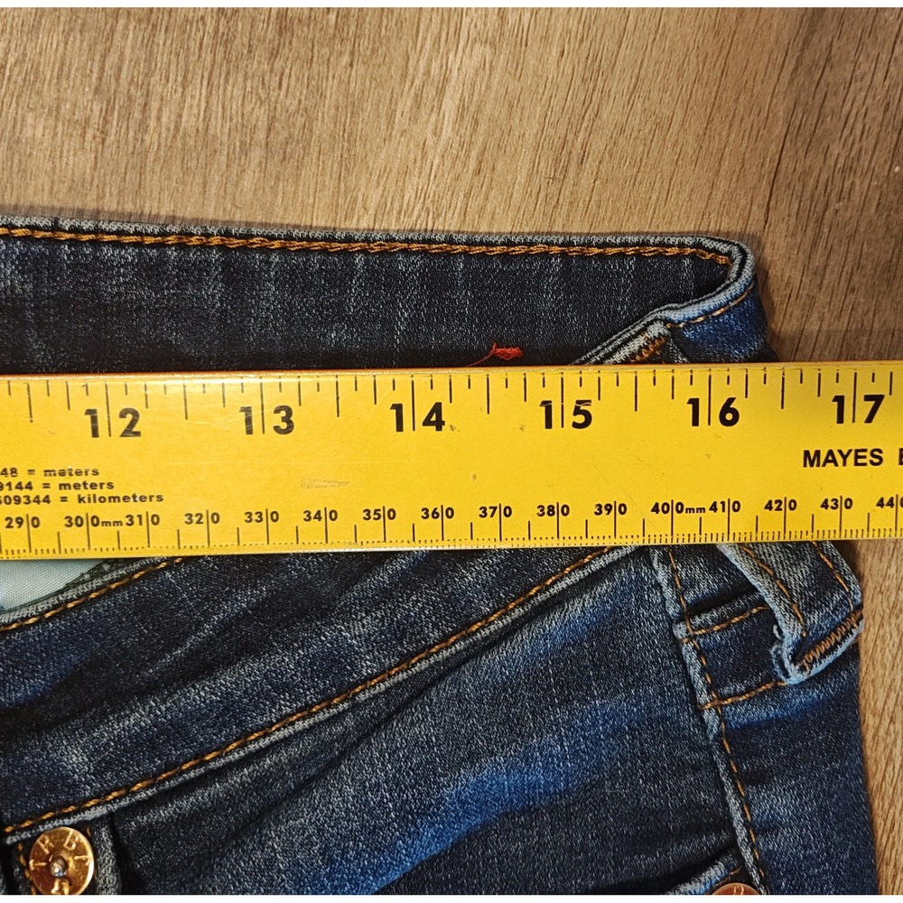 True Religion Halle Super Skinny Jeans Womens 33 Dark Blue Mid Rise Horseshoe - Picture 9 of 13